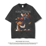 Hip Hop Rapper T Shirt Distressed Printed Short Sleeve T-shirt Loose