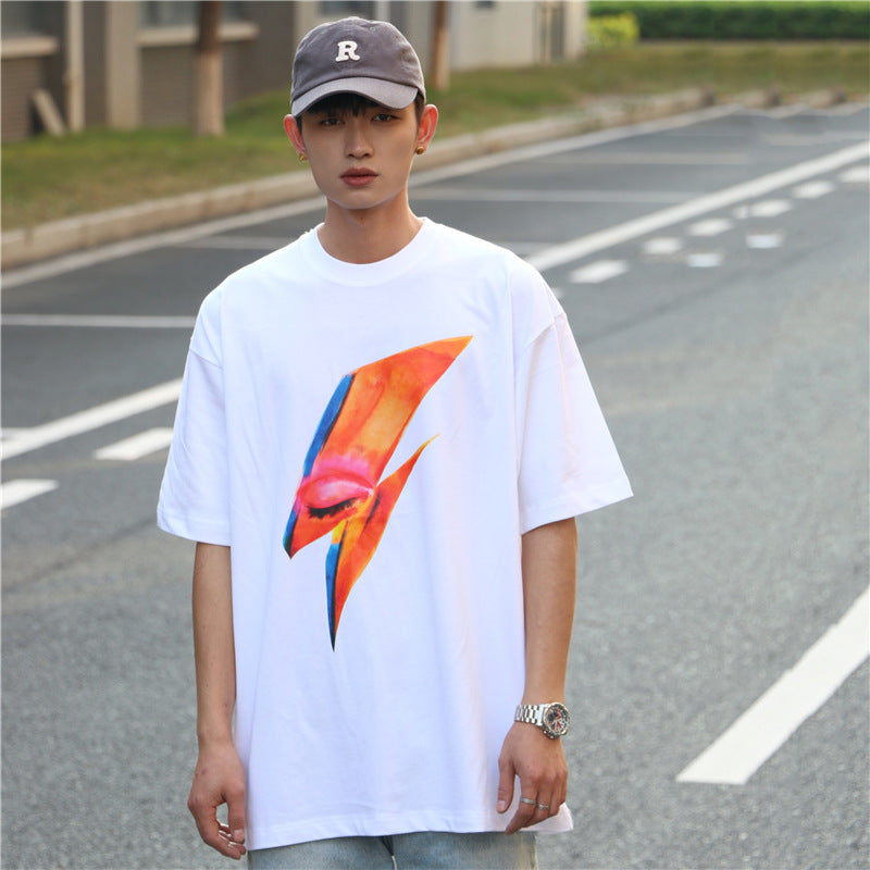 Rock Star T Shirt Retro Loose-Fitting Pure Cotton Short Sleeves