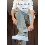 Unisex Jeans Vintage Blue Ripped Old Jeans