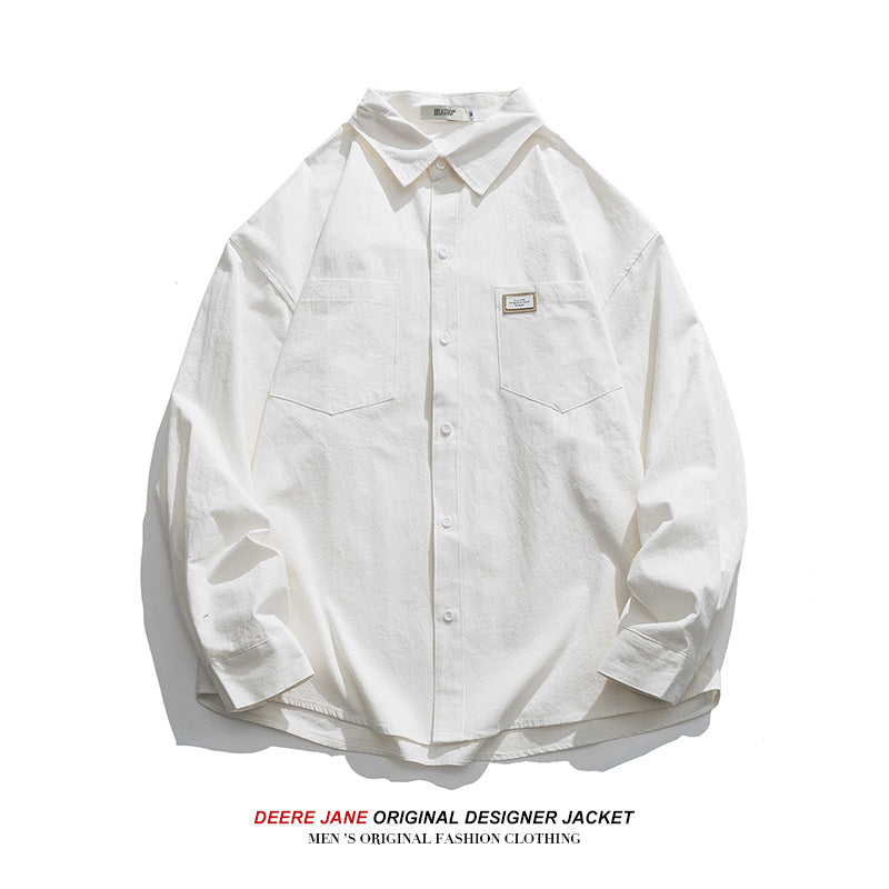 Men Long-Sleeved Shirt Men Spring Loose Casual Long Sleeves Jacket
