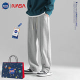 Nasa Sweatpants Men's Straight Sports Pants Loose Spring and Autumn Gray
