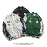 Men Baseball Jacket Fall Color-Blocking Baseball Uniform Loose All-Matching Couple Style