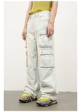 Unisex Jeans American Vintage Washed Straight Tooling Jeans Wide Legs