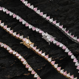 Zircon necklace Pink and white heart-shaped zircon necklace