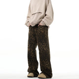 Unisex Jeans Retro Leopard Jeans Men's and Women's Straight Loose Casual Pants