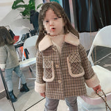 Girl Jacket Girls' Coat Plaid Autumn and Winter Clothing
