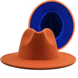 Walter White Fedora Woolen Hat Double-Sided Color Matching Felt Cap Flat Brim Fedora Hat