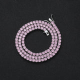 Zircon necklace pink zirconium tennis chain