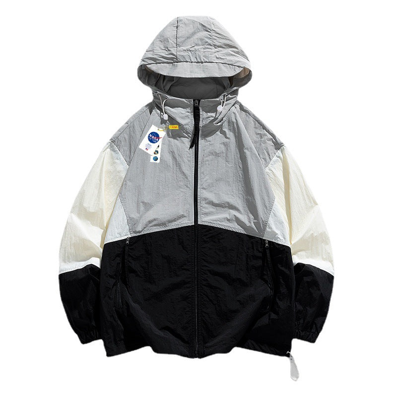 Nasa Sun Protection Shirt Summer Men's Loose Hooded Sun-Proof Top Fashion Brand Casual