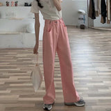 Unisex Jeans Dirty Pink Jeans Wide Legs High Waist
