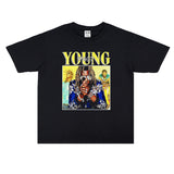 Rock Star T Shirt Washed Distressed Printed T-shirt Short Sleeve Loose Men