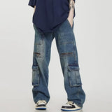 Unisex Jeans Vintage Washed Old Jeans Loose