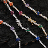 Zircon necklace colorful small flower-shaped zircon single row chain