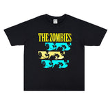 Rock Star T Shirt He Zombies Band Washed Distressed T-shirt Men and Women Pure Cotton Loose Short Sleeve