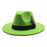 Walter White Hats Fashion Couple Feather Woolen Top Hat Flat Brim Big Brim Jazz Hat