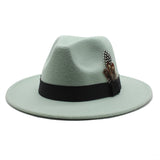 Walter White Hats Fashion Couple Feather Woolen Top Hat Flat Brim Big Brim Jazz Hat