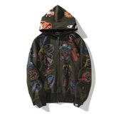 Bathing Ape Hoodie Joint Tiger Head Multi-pattern Printed Shark Hooded Cardigan Zip Sweater Jacket