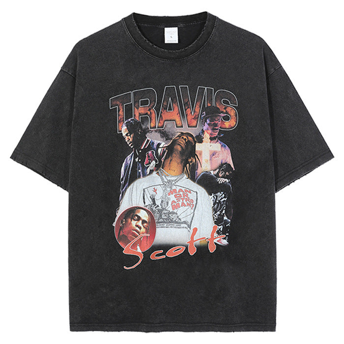 Hip Hop Rapper T Shirt Short Sleeve High Street Hip Hop Rap T-shirt