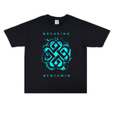 Rock Star T Shirt Washed Distressed T-shirt Short Sleeve Cotton Men and Women Loose