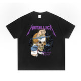 Rock Star T Shirt Metallica Rock Washed Distressed T-shirt Loose Street Men and Women