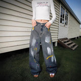 Unisex Jeans Autumn Loose Straight Wide Leg Pants Casual