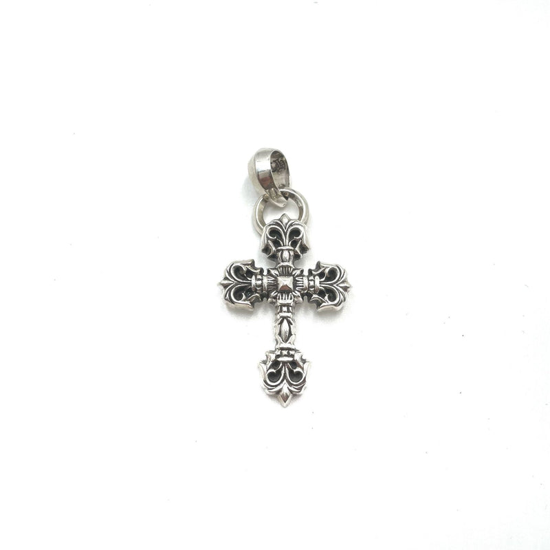 Chrome Heart Necklace Flame Cross Pendant