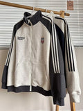 Unisex Baseball Jersey Spring and Autumn Vintage Loose Stand-Up Collar Embroidered Sweater
