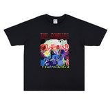 Rock Star T Shirt He Zombies Band Washed Distressed T-shirt Men and Women Pure Cotton Loose Short Sleeve