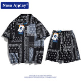 Nasa Tracksuit Short-Sleeved Shorts Suit Male Student Ruffle Handsome Casual