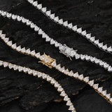 Zircon necklace three prongs love tennis chain