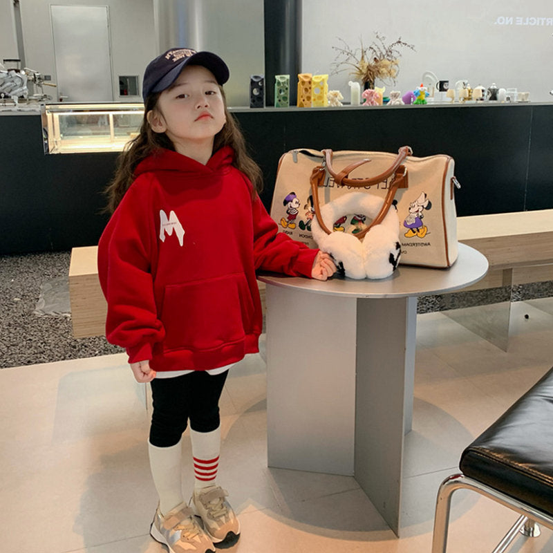 Girl Jacket Girls' Sweater Printed Letter Hooded