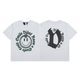 Vlone T Shirt Spring Summer Smiley Letter Pattern Crew Neck