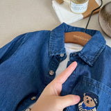 Boy Jacket Boys' Shirt Denim Jacket Spring and Autumn Cotton Western Style Versatile Casual Top