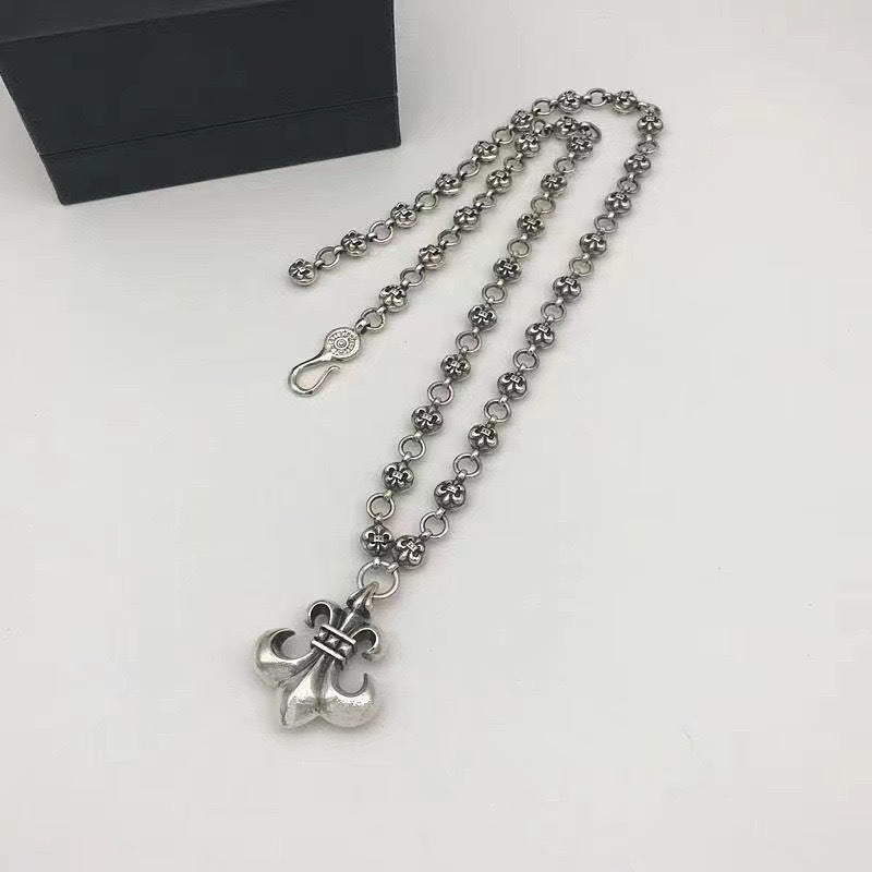 Chrome Heart Necklace Pendant Silver Plated
