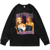 Rock Star T Shirt Beyonce Giselle Knowles Long Sleeve T-shirt Cotton Loose