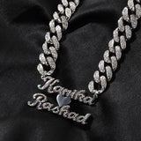 Jewelry Hip Hop Stainless Steel Diamond Pendant Letter Cuban Necklace Customized Word Up