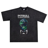 Rock Star T Shirt Rapper Bulldog Pitbull Pip Paul T-shirt Short Sleeve Men and Women Loose