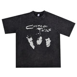 Rock Star T Shirt Cocteau Twins Band Printed T-shirt Pure Cotton Men and Women Washed Distressed