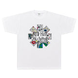 Rock Star T Shirt T-shirt Red Chilli Band Rock American Street Loose Short Sleeve