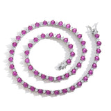 Zircon necklace three-prong colorful mixed tennis chain
