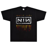 Rock Star T Shirt T-shirt Nine-Inch Nail Band Rock Loose Vintage Print Short Sleeves