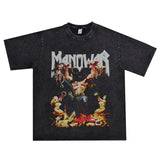 Rock Star T Shirt Loose T-shirt Short Sleeve round Neck Retro