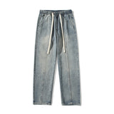 Unisex Jeans Vintage Washed Old Jeans Loose Straight Pants