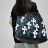 Chh Chrome Heart Leather Bag White Cross Leather