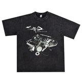 Rock Star T Shirt Staind Metal Band Pure Cotton Washed Distressed T-shirt Short Sleeve Loose Men and Women
