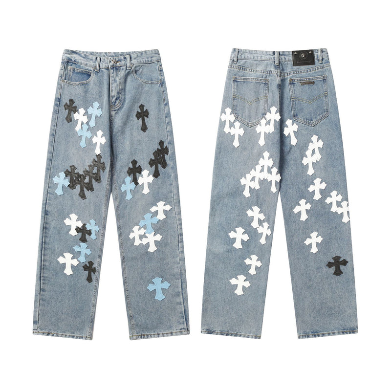 CHH Chrome Hearts Jeans Unisex Casual Loose Jeans