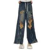 Unisex Jeans American Vintage Ripped Washed Jeans High Street