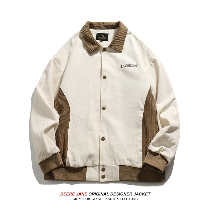 Men's Baseball Jacket Spring Stitching Baseball Uniform Men's Loose Vintgae Jacket Jacket