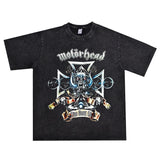 Rock Star T Shirt Motorhead Rock Band Washed Distressed T-shirt Loose