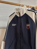 Unisex Baseball Jersey Spring and Autumn Vintage Loose Stand-Up Collar Embroidered Sweater